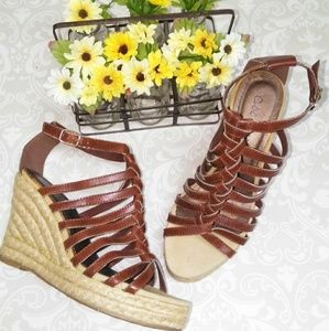 Anthropologie Coconut Wedge Sandals Size 7